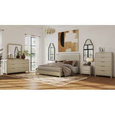 Croskey 5-Piece Bedroom Set With Panel Bed And Two Nightstands In Light Gray by Latitude Run