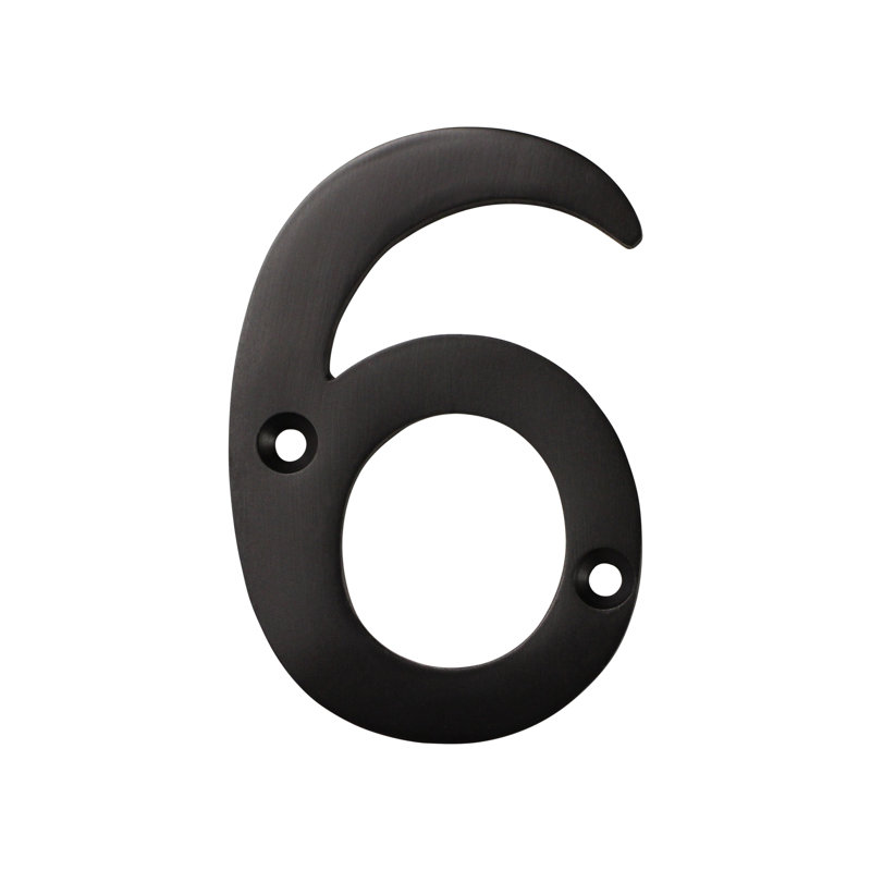 Numéro de maison laiton à fixation en surface, H 3 po, Noir bronzé à l'huile, 6