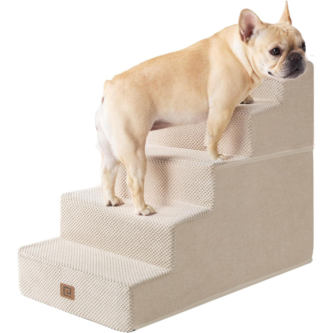 Dog Stairs For High Bed 22.5”H, 5-Step Dog Steps For Bed, Pet Steps For Small Dogs And Cats, Non-Slip Balanced Dog Indoor Ramp, Camel Tucker Murphy Pet™ 