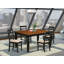 Ensemble de salle à manger 6 pièces comprenant une table rectangulaire avec rallonge papillon, 4 chaises rembourrées en lin et une banquette, 107 x 152 cm, noir-1966029156-1966029158-1966029179