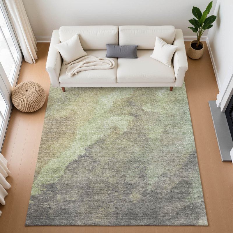 Tapis abstrait lavable à la machine de qualité supérieure Mundell, Rectangulaire 8 pi x 10 pi