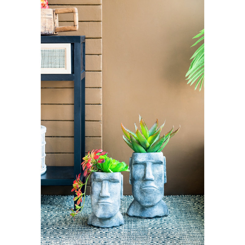 Easter Island Themed Planter, 9 Inch, Gray Cement, Small To Medium Rhododendrons, Alluring Design Concept Calendulas, Appeal