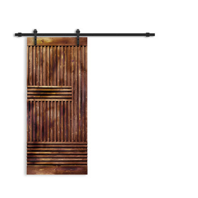 84'' Solid Wood Paneled Stained without Installation Hardware Kit Barn Door