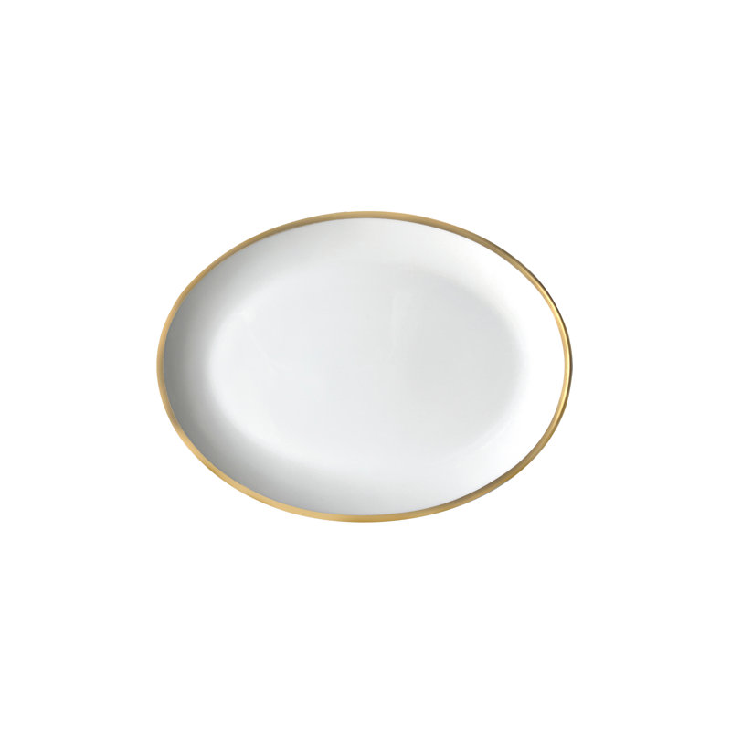 Platinum Edge Bone China Dinner Plate, White/Gold