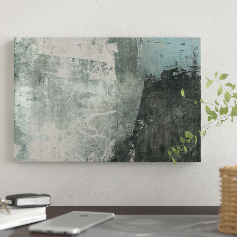 « black & gray & blue i », reproduction d’impression sur toile, H 12 po x l 18 po x P 1,5 po