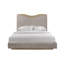 Ensemble de chambre rembourrée 3 pièces Carstens avec tables de chevet ovales, chargement USB, tiroirs à fermeture en douceur, placage d'eucalyptus et tissu performant-623893068