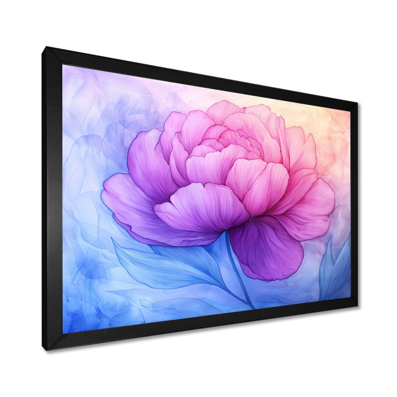 Pivoine brillante en pleine floraison II - pivoine, reproduction sur toile, Single Picture Framed Print without Mat, Black