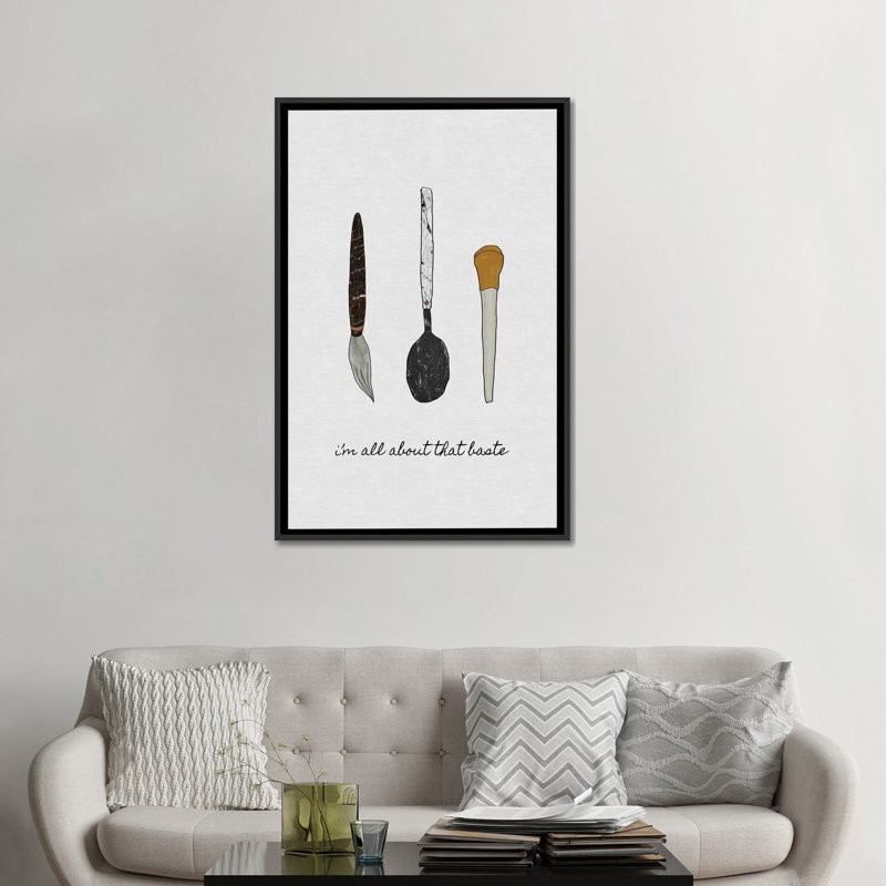 « i is all on baste », impression sur toile, H 26 po x l 18 po x P 1,5 po, Toile avec cadre noir, Pas de tapis