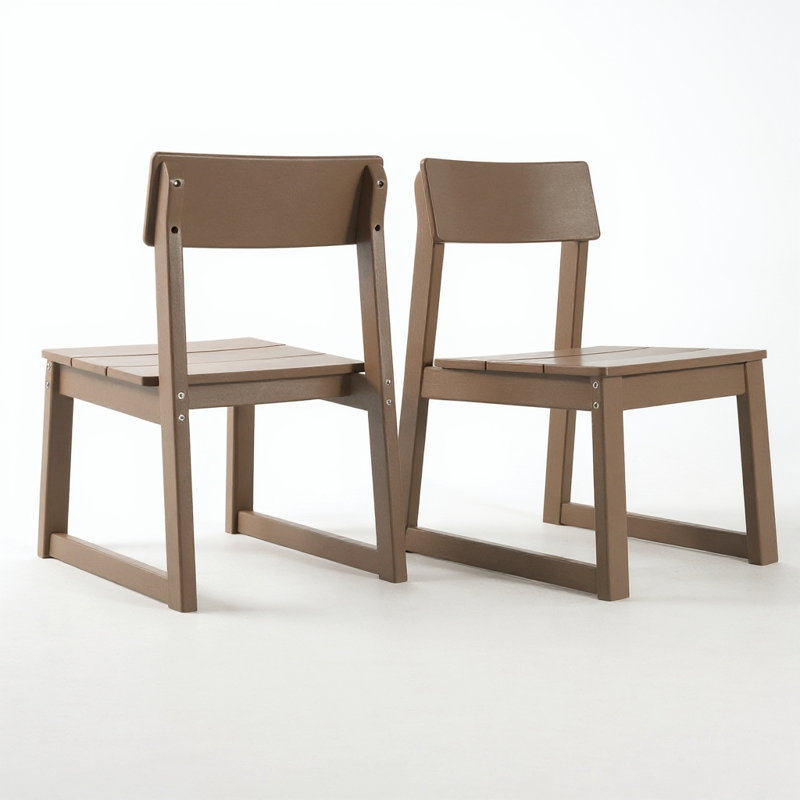 Ensemble de chaises de jardin HDPE, Bois