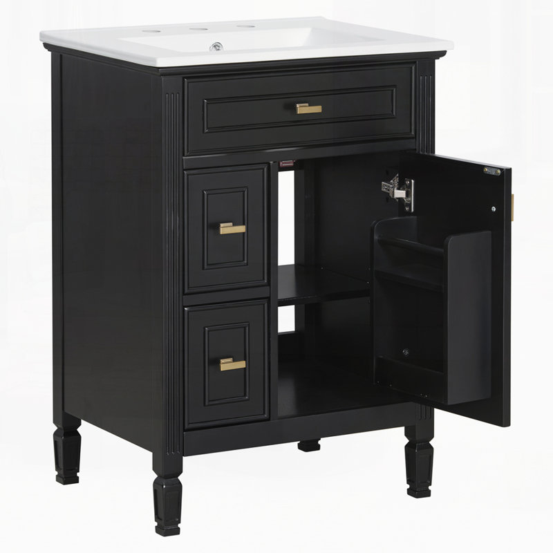 Meuble-lavabo 24 po avec lavabo, Noir