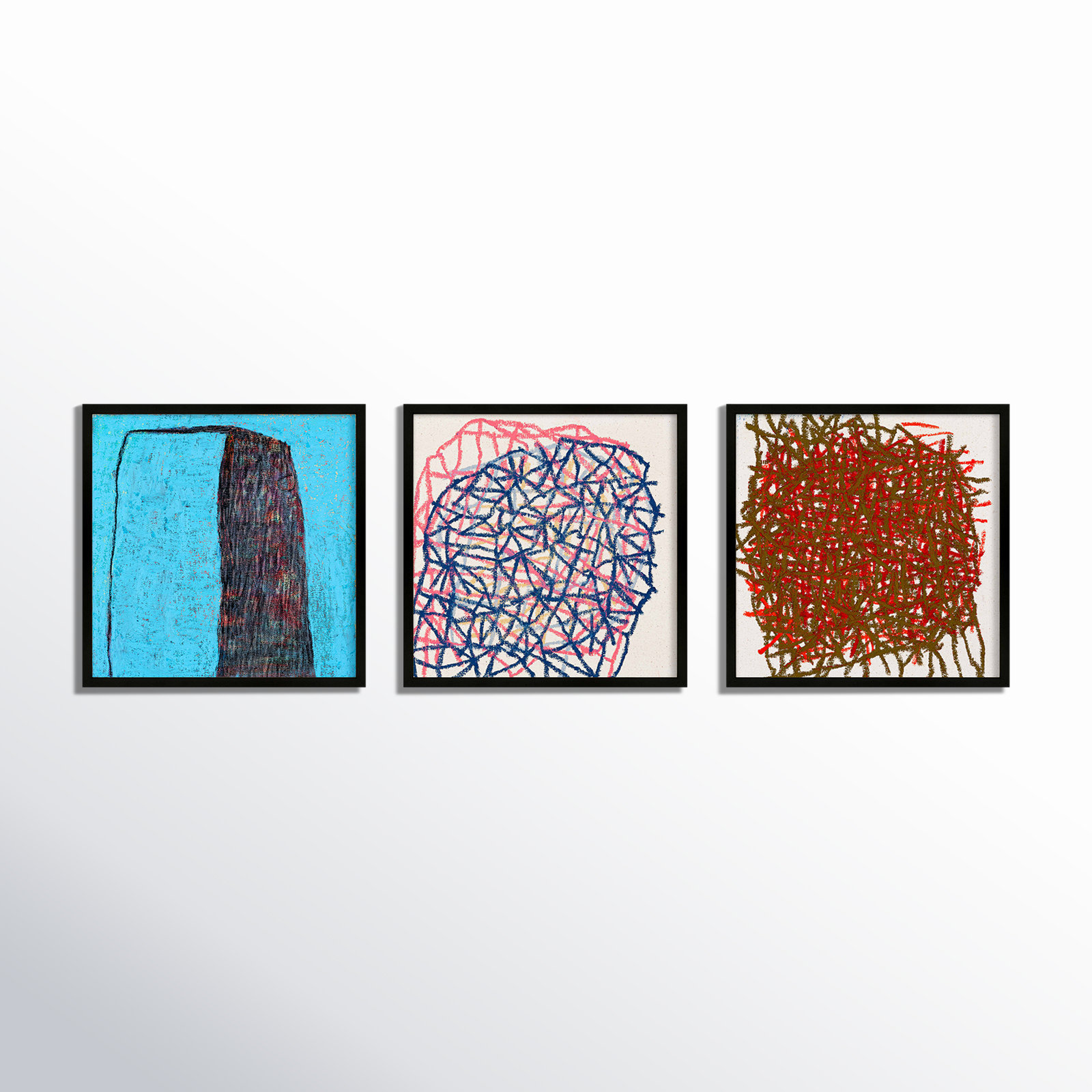 Drewes "Tangle" 3-Piece Print Set, Black, 30" H x 90" W  x 1.25" D
