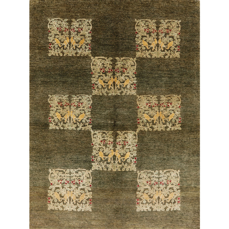 Tapis vert foncé / beige, Rectangle 4 pi x 6 pi