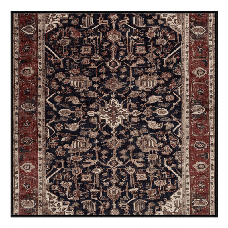 Machine Washable Persian Brown Area Rug, Square 4'