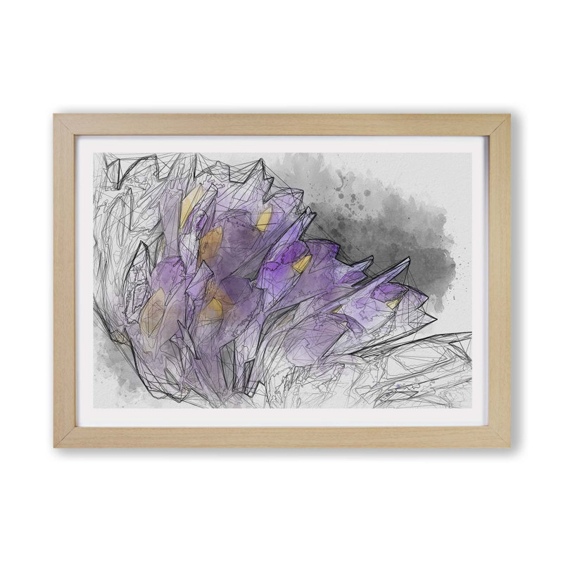 Wild Purple Orchid Flowers - Wall Art, 24cm H x 33cm W x 2cm D, Black Framed