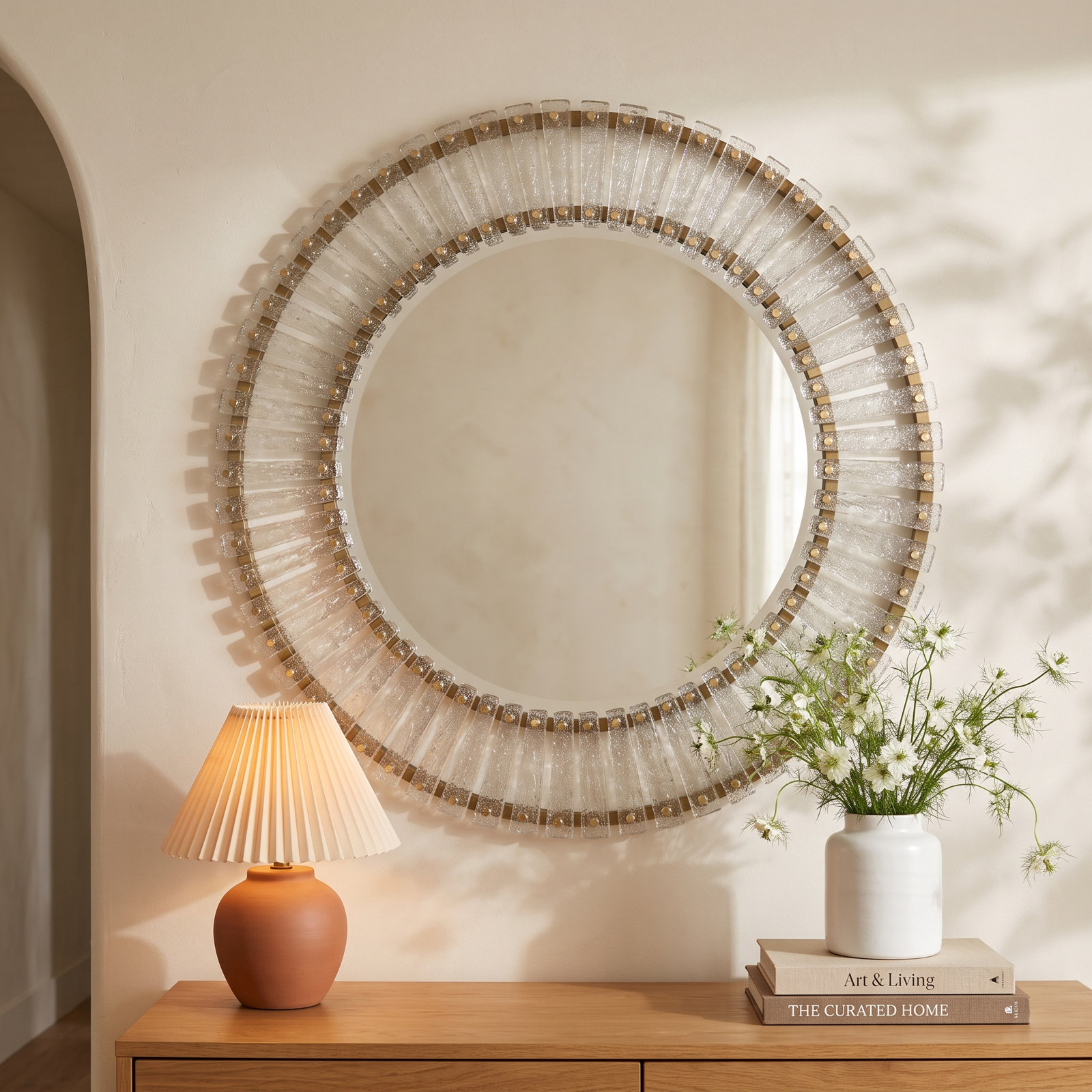 Nalewicki Textured Glass Round Mirror