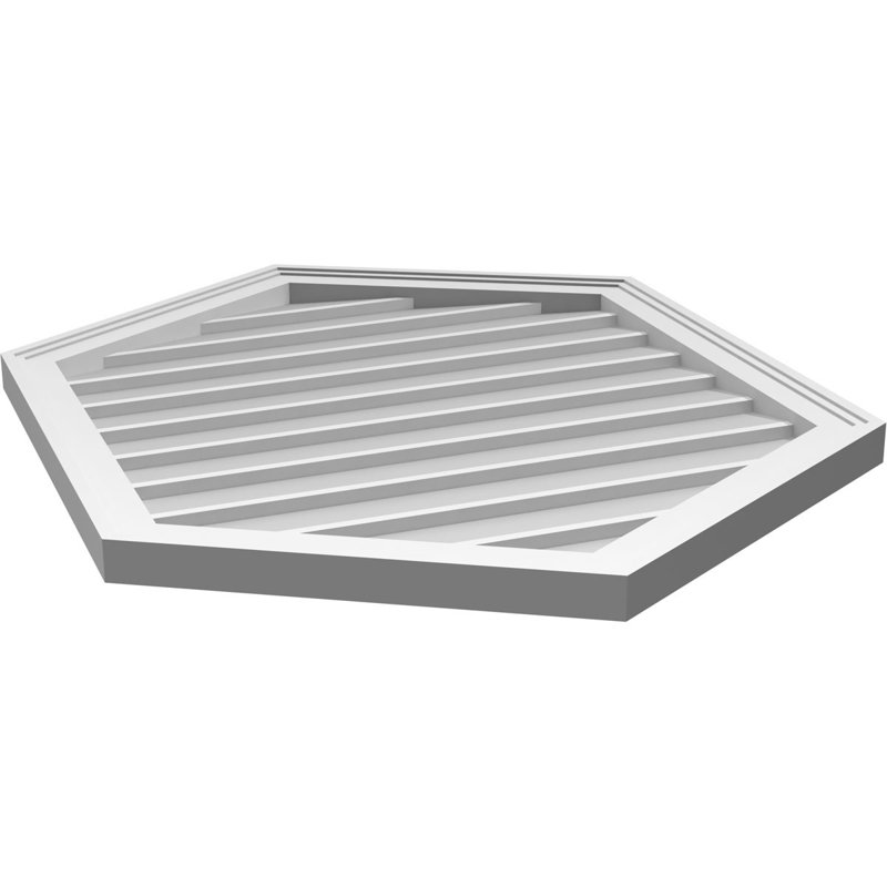 Vertical Peaked Surface Mount Signature Urethane Non-Functional Gable Vent 7/12 Pitch Primed Tan, 1.5" H x 28" W x 36" L