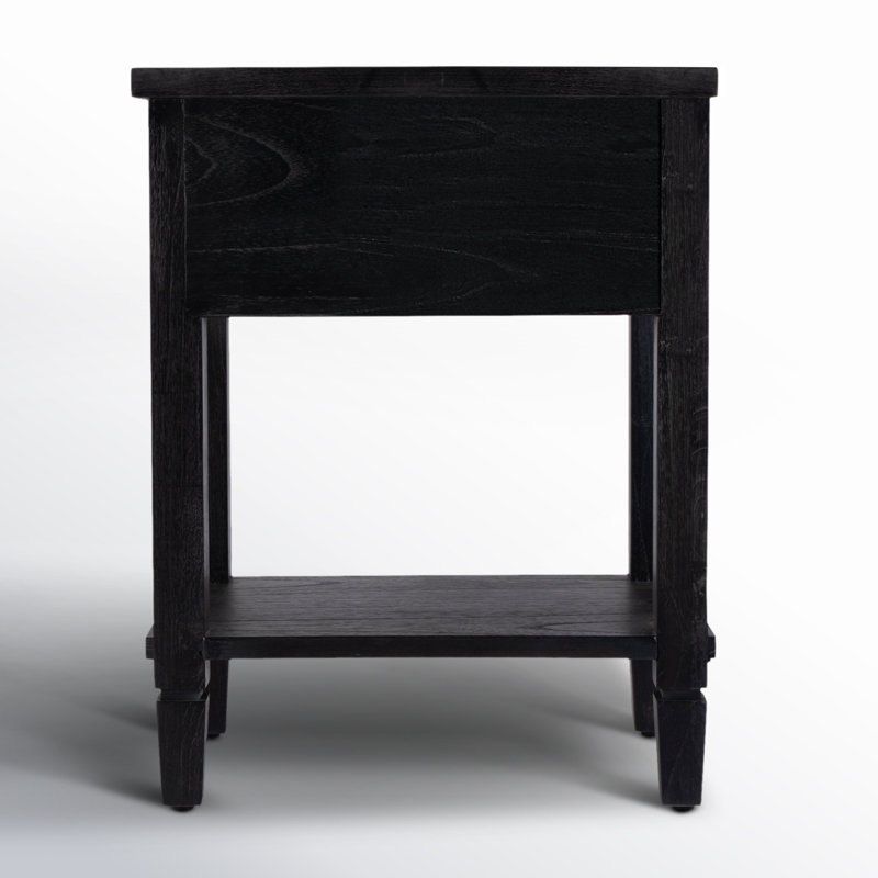 Flagstaff 1-Drawer Cane Nightstand, Black