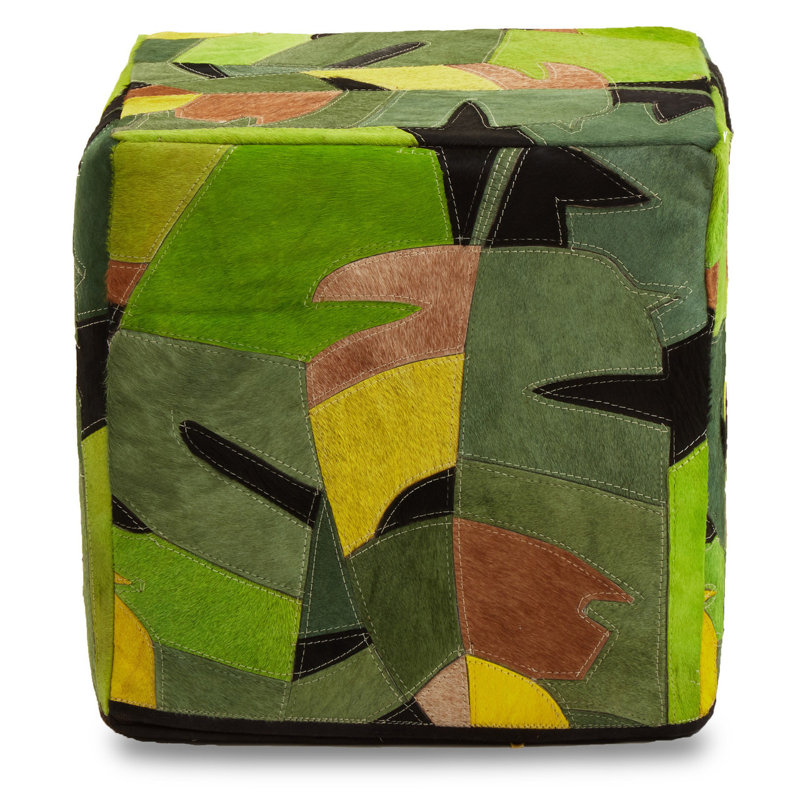 Zolotas 43cm Wide Genuine Leather Square No Pattern Pouffe Ottoman