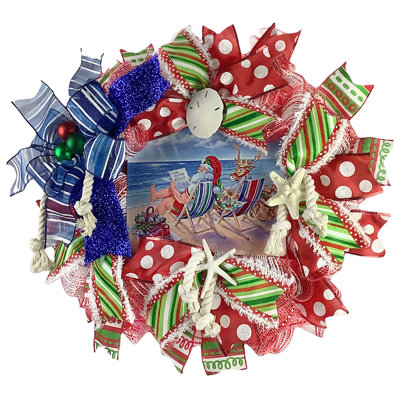 Couronne de père Noël en maille 18 po