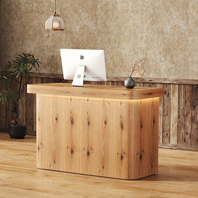 Rustic Rectangular Manufactured Wood Reception Desk