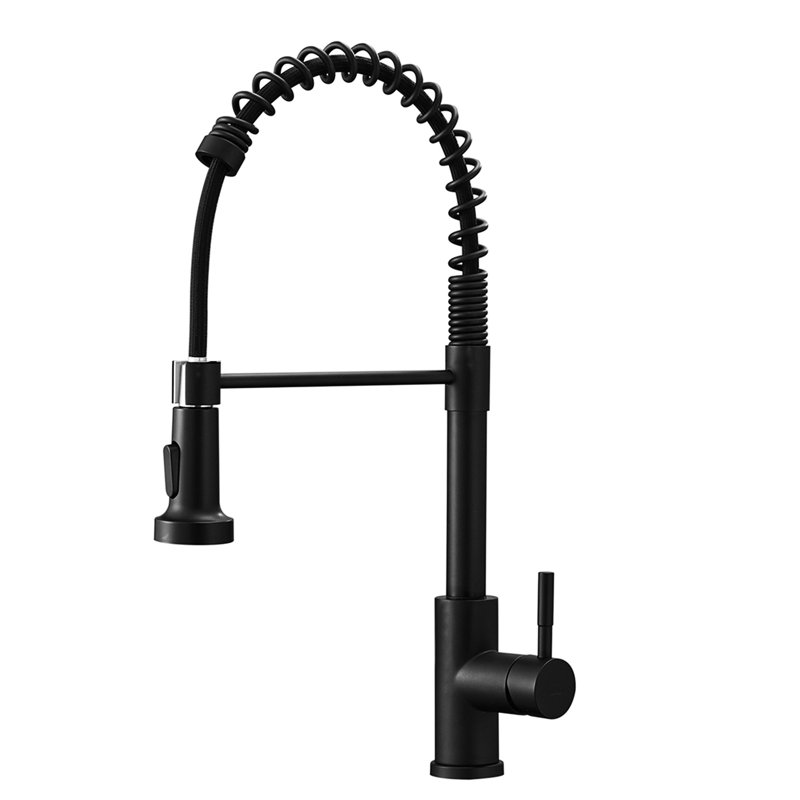 Robinet de cuisine noir mat, douchette extractible, levier simple, robinet à eau uniforme avec nettoyage efficace, Noir mat