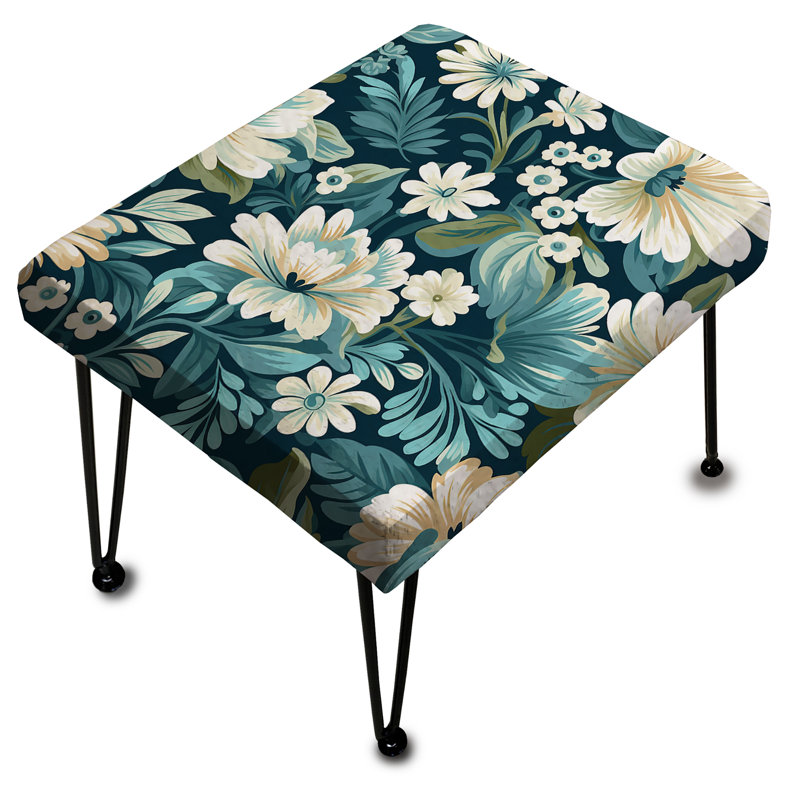 White And Light Green Bohemian Damask Harmony - Damask Rectangle Ottoman