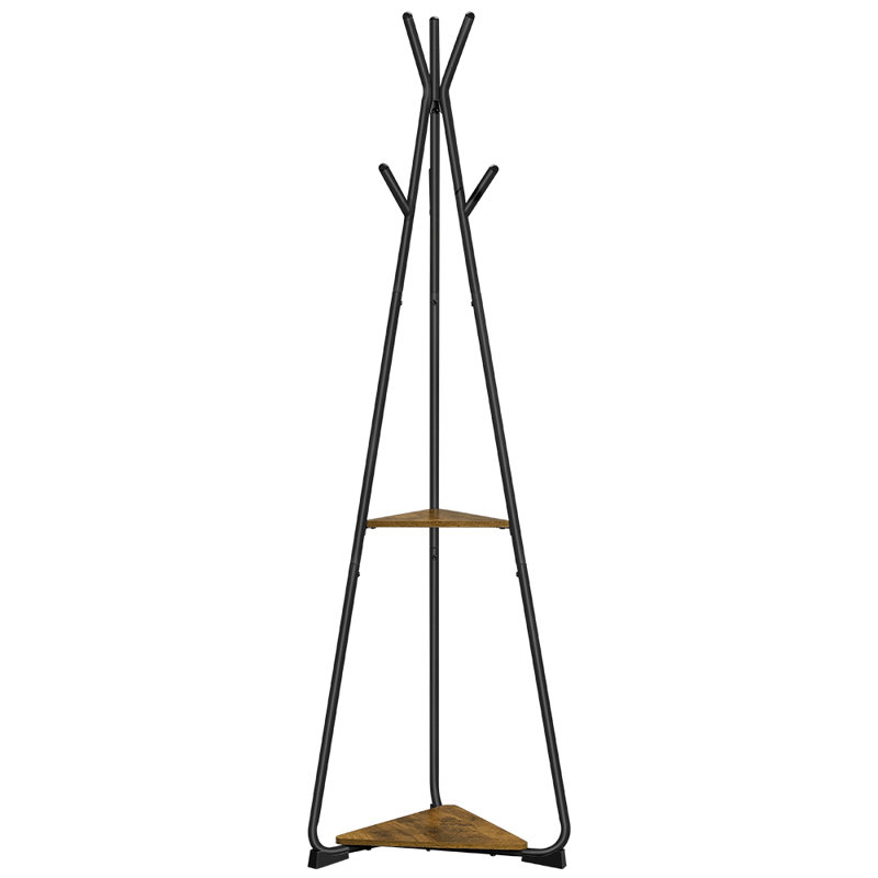 Metal Freestanding 6 - Hook Coat Rack, Rustic Brown