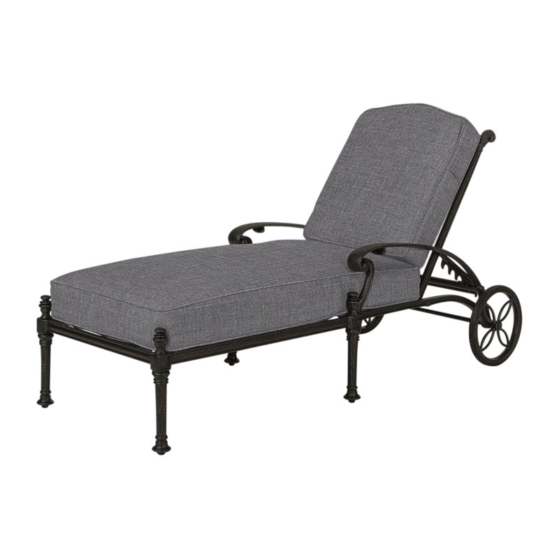 Florence Outdoor Chaise Lounge, Cast Slate Sunbrella® Plainweave, Desert Bronze