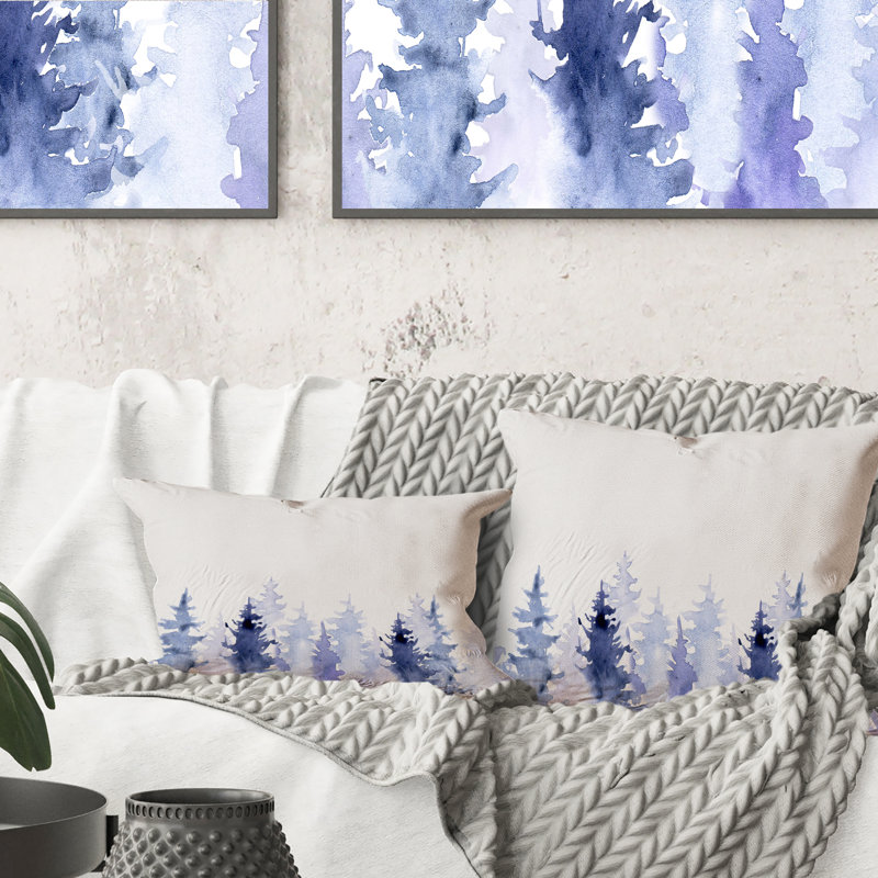 Dessin bleu de la forêt - coussin décoratif imprimé tropical 1