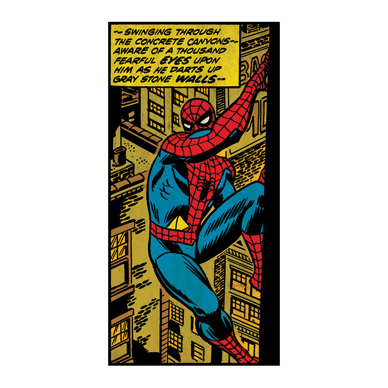 Spider-Man Swinging Through The Concrete Graphic Art Print on Canvas