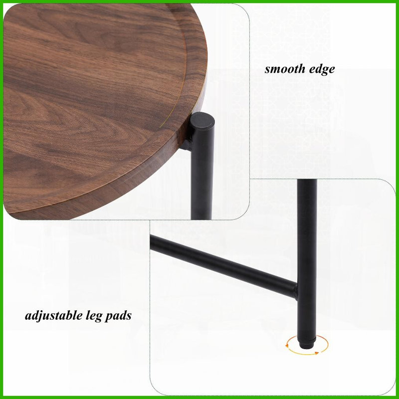 Table basse de salon moderne noyer brun à 2 niveaux, surface facile à nettoyer et amp; Rangement peu encombrant
