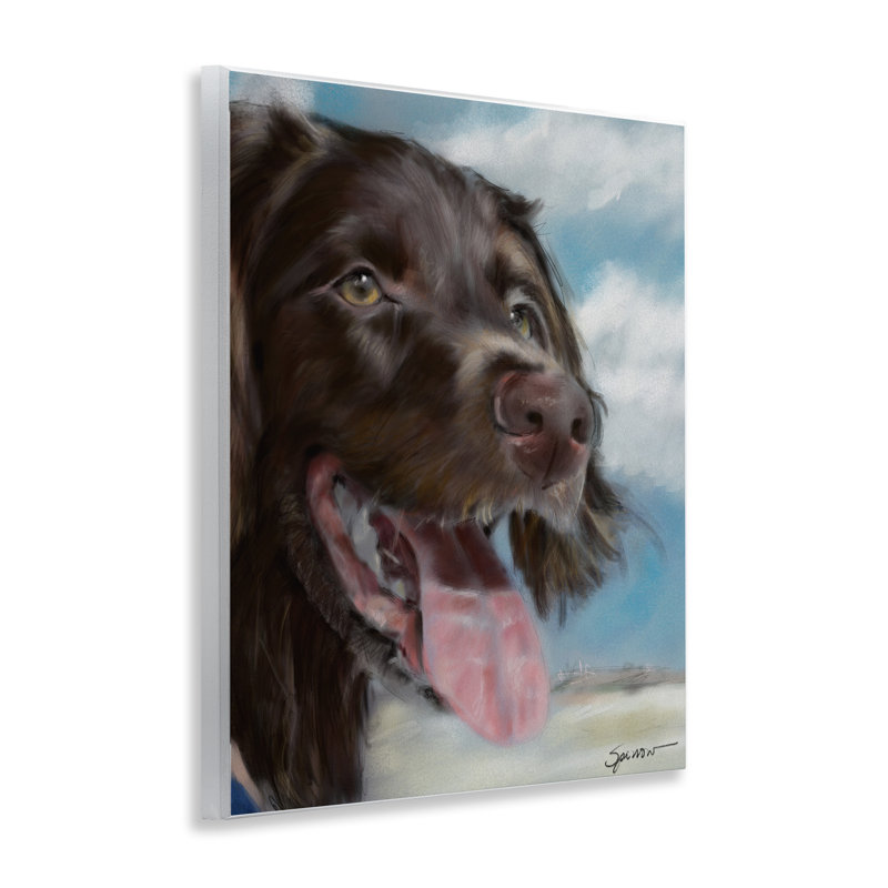 Plaque murale Happy Face Dog & Clouds, design par Mary Sparrow