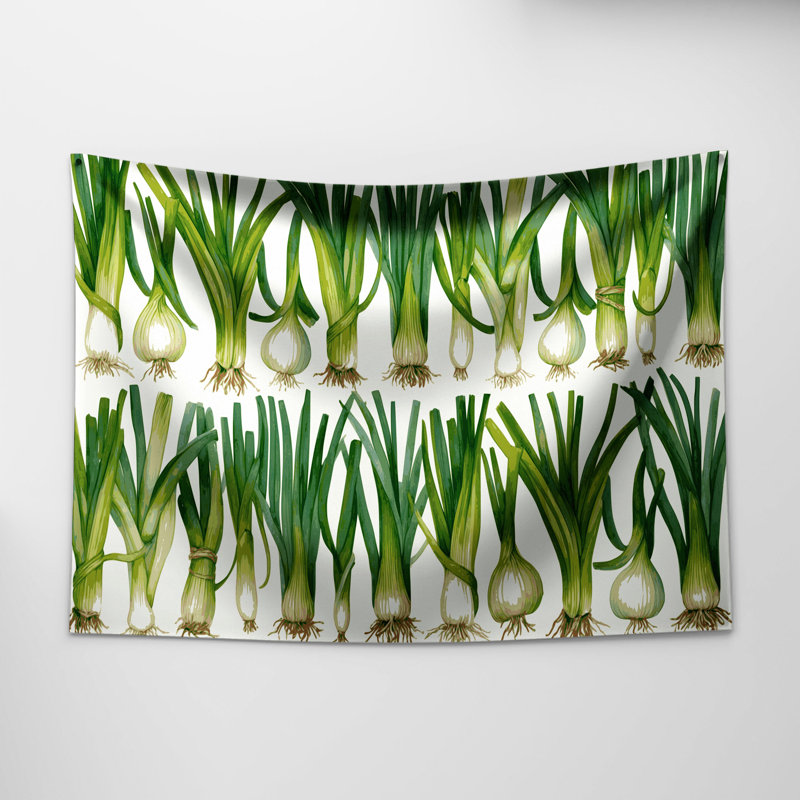 Tapisserie murale légumes vert oignon vert, 26 po x 36 po