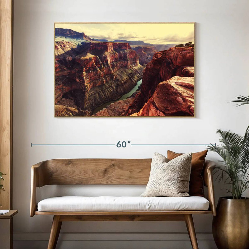 Superbe vue sur le Grand Canyon, Cadre flottant en bois naturel, 46 po x 31 po