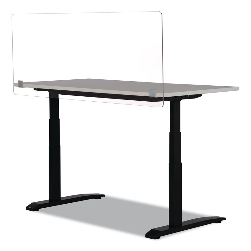 Clear Acrylic Floor Standing Sneeze Guard Panel, 59.4 x 23.5 in