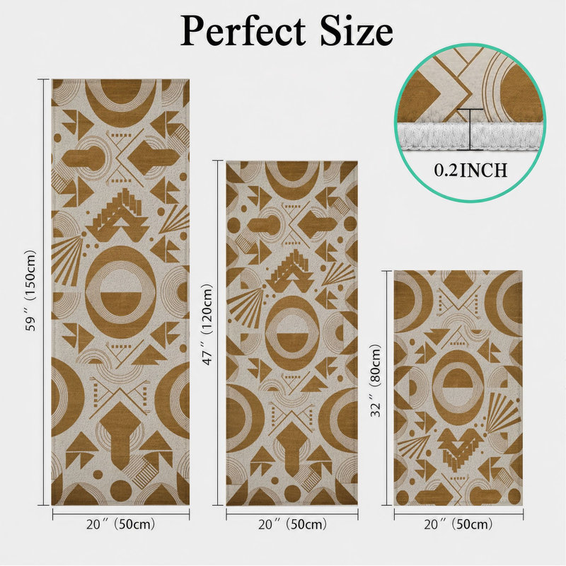 Tapis de cuisine géométriques lavables antidérapants
