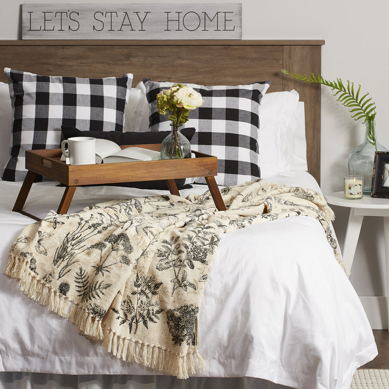 Botanical Elegance Fringed Cotton Throw - 50x60"
