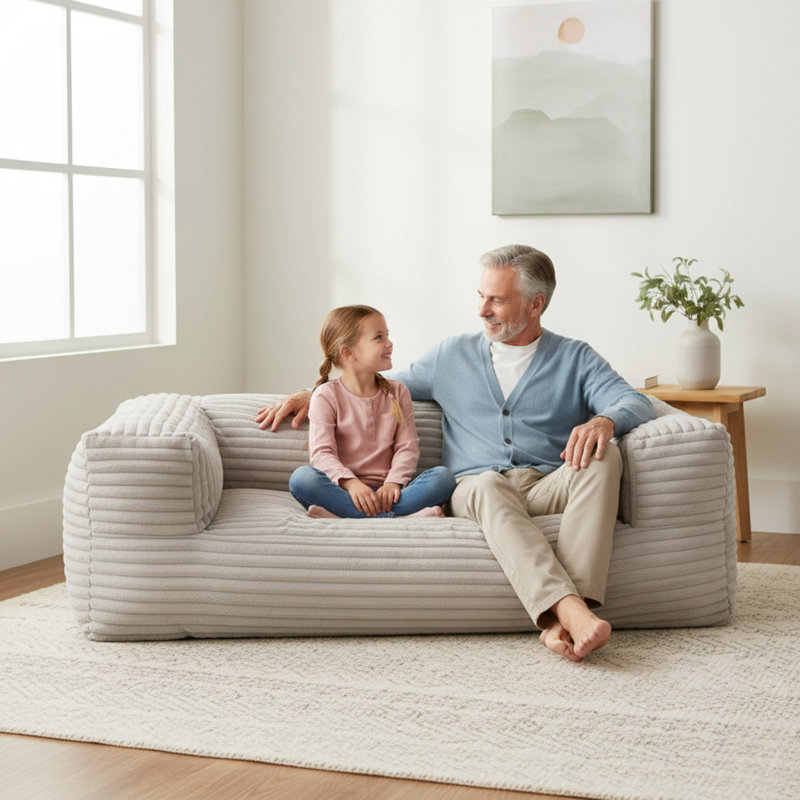 Canapé à billes Sealy® Redd Taupe, Fausse fourrure beige