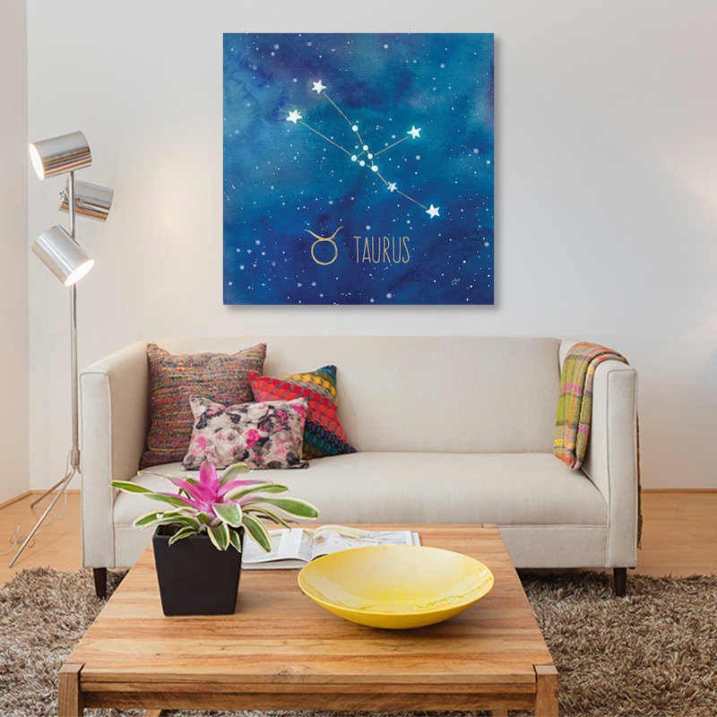 «Star Sign Taurus», impression sur toile, H 18 po x l 18 po x P 1,5 po, Toile tendue, Pas de tapis