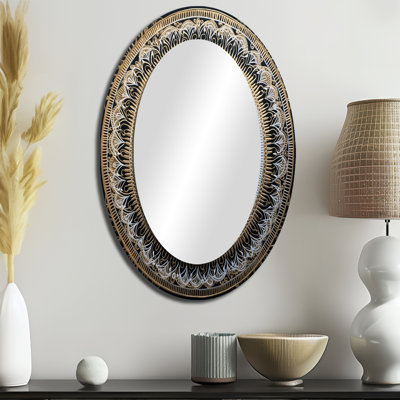 Miroir mural blanc et or Mandala I - Bohemian