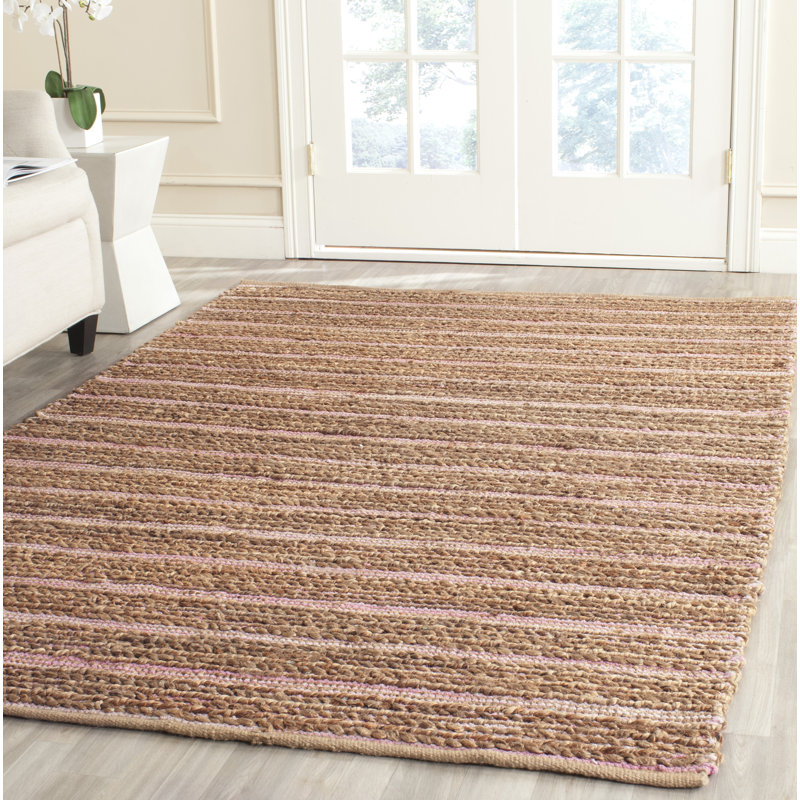 Doleman Hand Woven Jute/Cotton Solid Colour Rug in Light Pink, Rectangle 8' x 10'