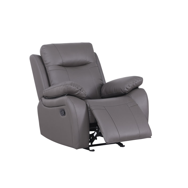 Bhevin Faux Leather Recliner, Gray Faux Leather