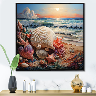 " Seashell At Beach Symphony Pointillism "