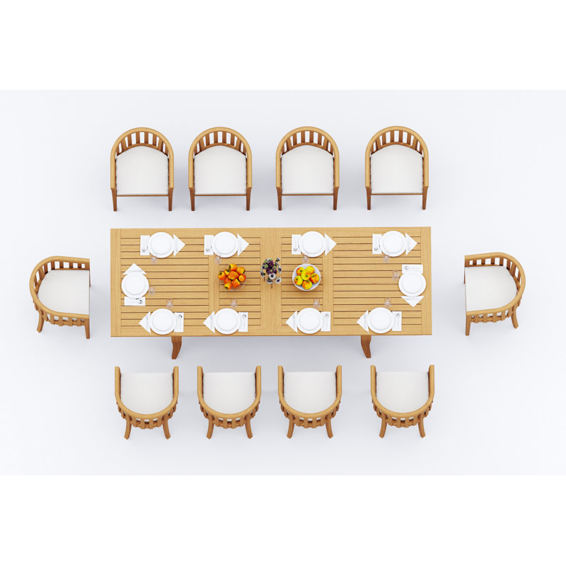 Lenong Teak Wood Patio Dining Set with, 10