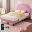 Velvet Bed With Rgb Led Cloud Headboard, Adjustable Height, Solid Wood Slats, No Box Spring Needed, Easy Assembly-445681722-445681716