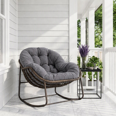 Chaise d'extérieur en acier thermolaqué, chaise d'extérieur en osier