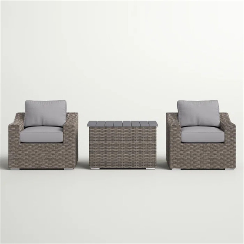 Ensemble de conversation chic en osier de rotin pour 2 personnes avec coussins moelleux - idéal pour les rassemblements extérieurs confortables