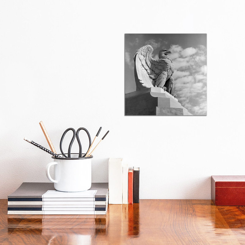 1960s Eagle Statue Against Sky Clouds Wings Spread Feathers by Vintage Images - Wrapped Canvas Print, 30.48 cm H x 30.48 cm W