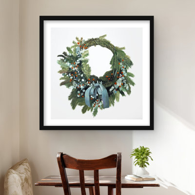 Couronne de Noël - décor de ferme botanique encadré