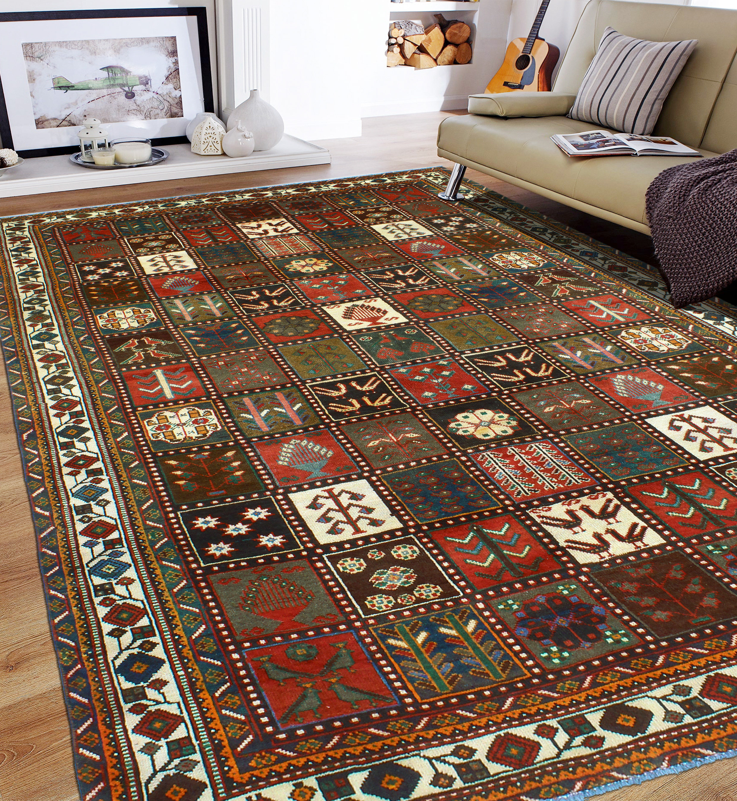Waziri Rug Isabelline Khylar Bakhtiari Waziri Red Rug | Wayfair